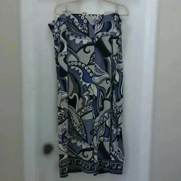 Chico's Travelers Wave Blue Border Print Crop / Size 4 - US Size 20/22 - Picture 3 of 11